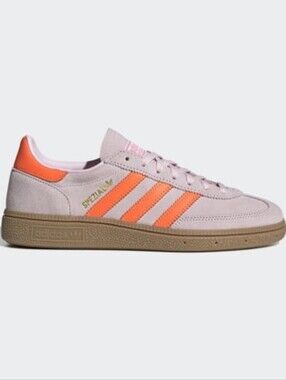 Adidas Women’s Pink Suede Sneakers with Neon Coral Stripes SPEZIAL